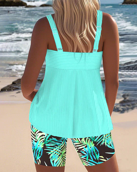 Daphne - Favorecedor conjunto de tankini acanalado