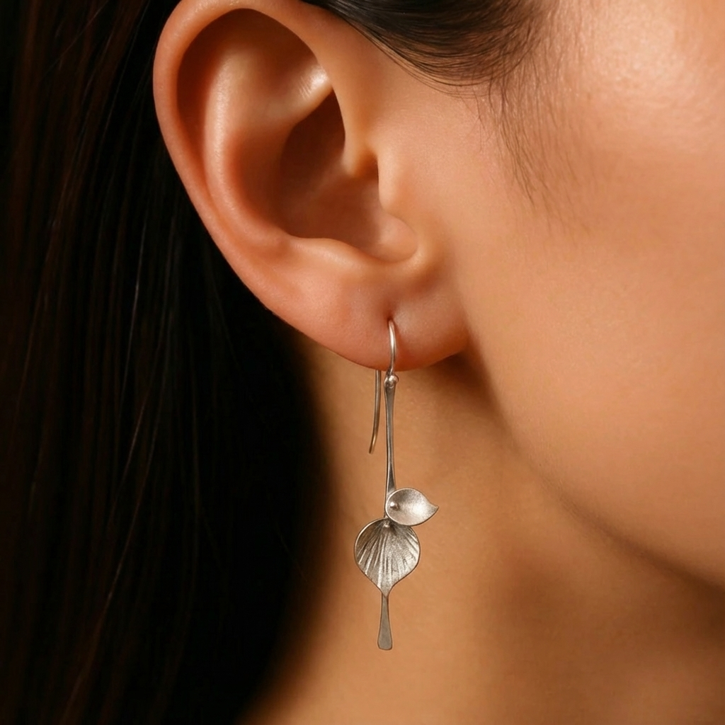 Pendientes vintage de hoja de plata
