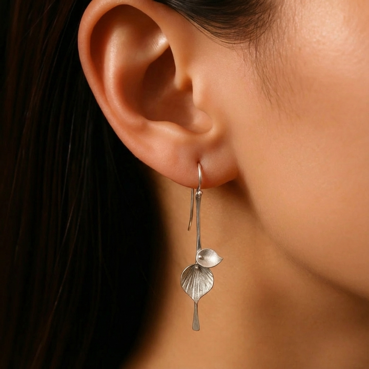 Pendientes vintage de hoja de plata