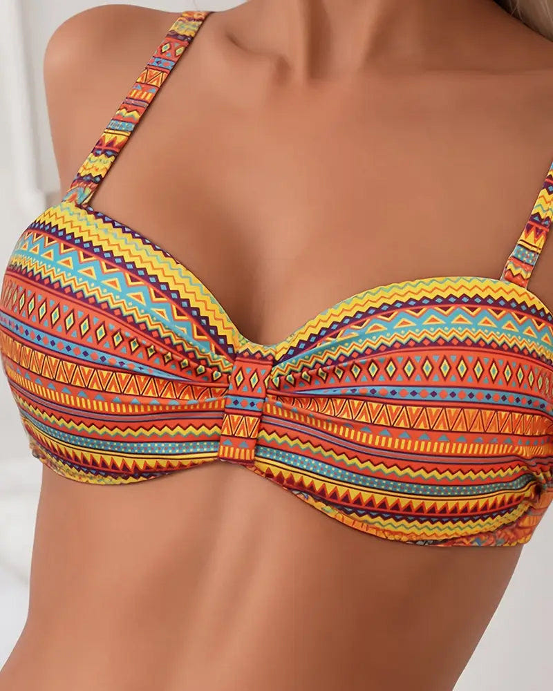 Rose - Ensemble bikini taille haute