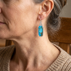 Boucles d'oreilles rectangulaires pendantes en turquoise, plaquées argent