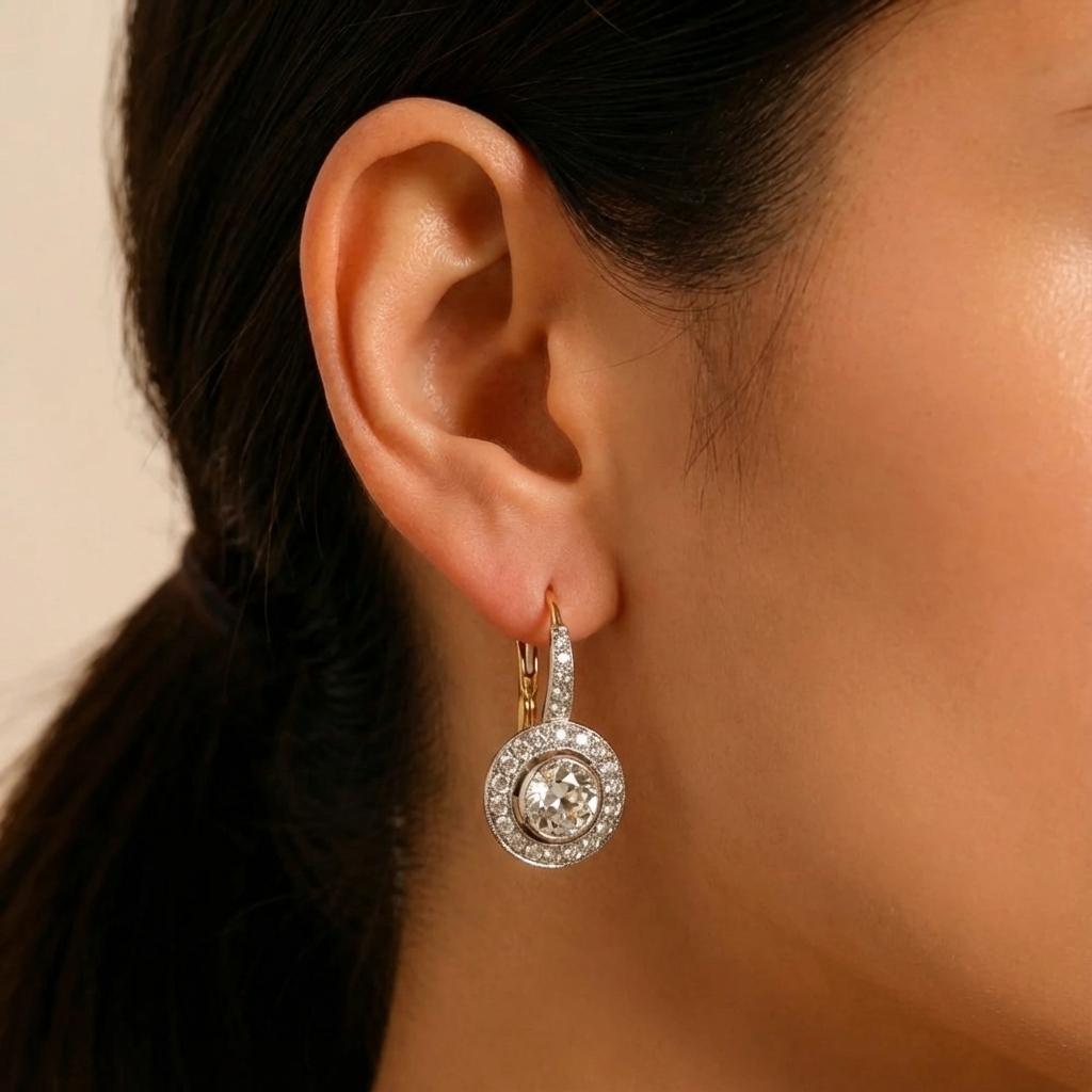 Pendientes vintage de cristal en oro y plata