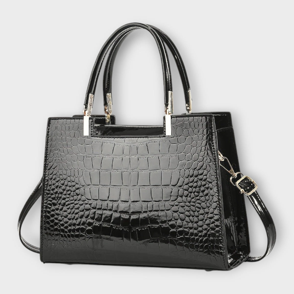 Olivia - Bolso de mano con patrón de cocodrilo brillante