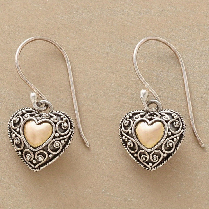 Pendientes colgantes vintage en forma de corazón con filigrana  