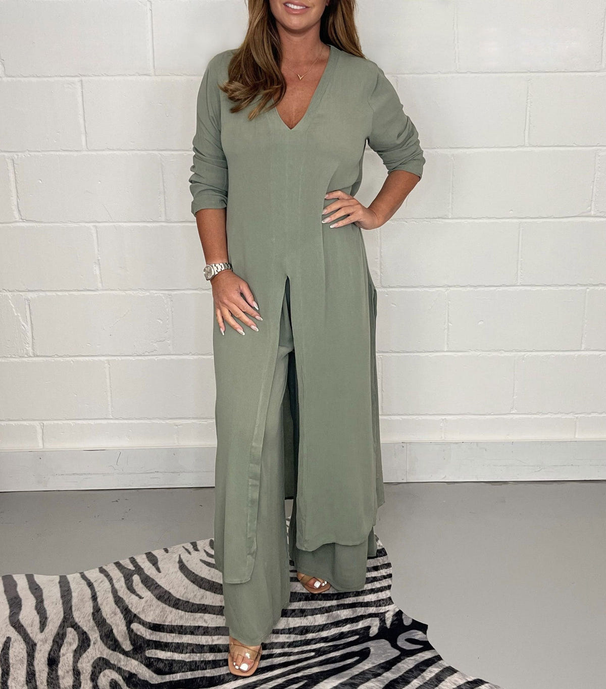 Conjunto informal de top largo y pantalón a juego Sofia