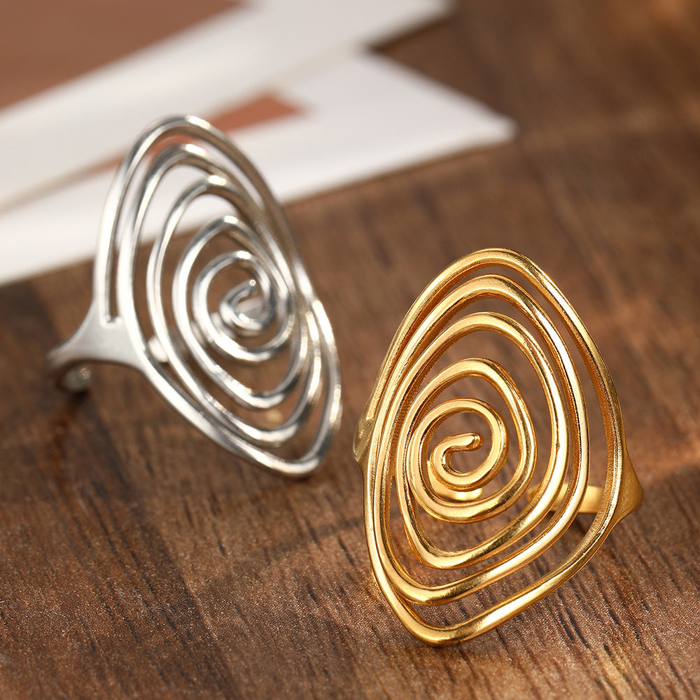 Vortex Sculptural Spiral Gold Statement Ring