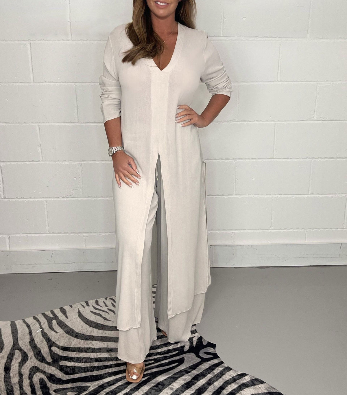 Ensemble décontracté Sofia avec haut long et pantalon assorti