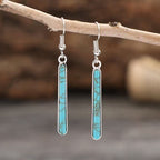 Pendientes colgantes elegantes de turquesa chapados en plata antigua con patrón geométrico