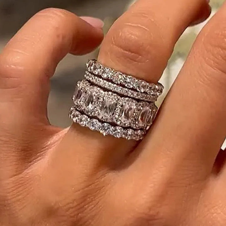 Classic Bridal Style 4-Piece Stackable Zirconia Ring Set