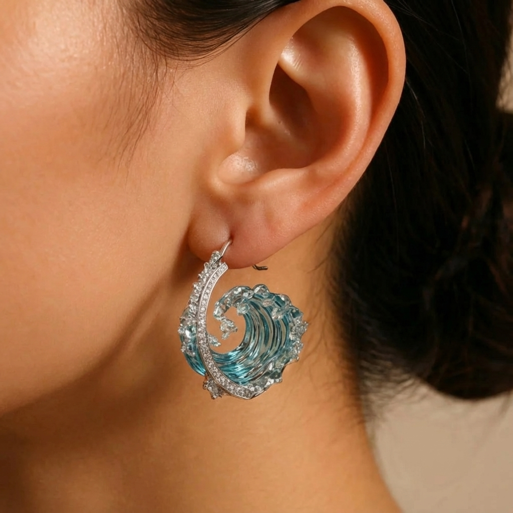 Pendientes de plata Juramento del océano