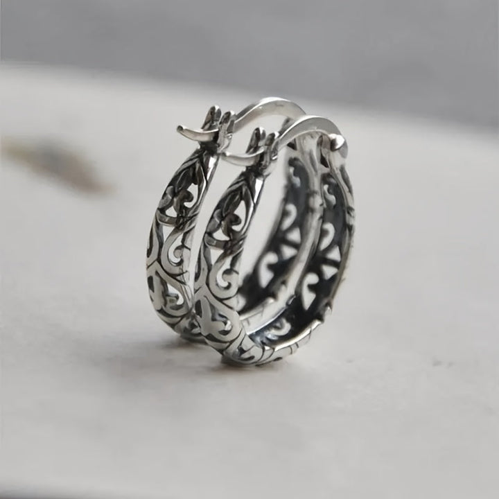 Pendientes vintage de aro con runas celtas irlandesas