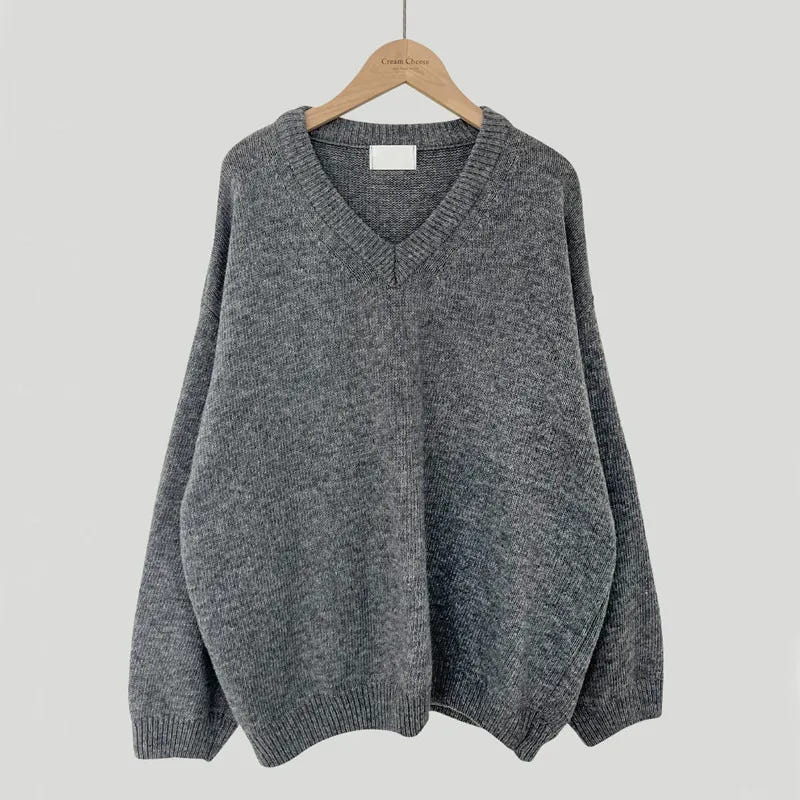 Valentina | Women's Sweater with V-Neck and Ribbed Trim