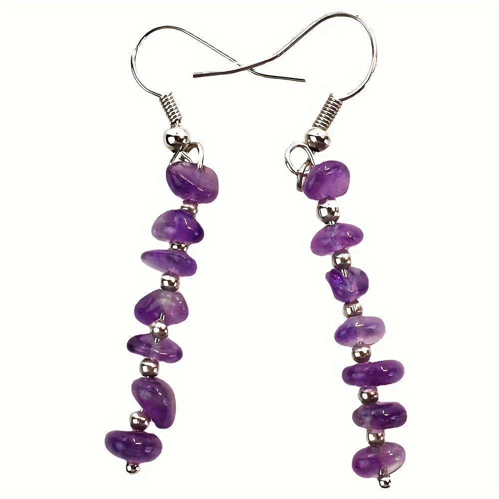 Pendientes colgantes bohemios y coloridos de piedras preciosas naturales
