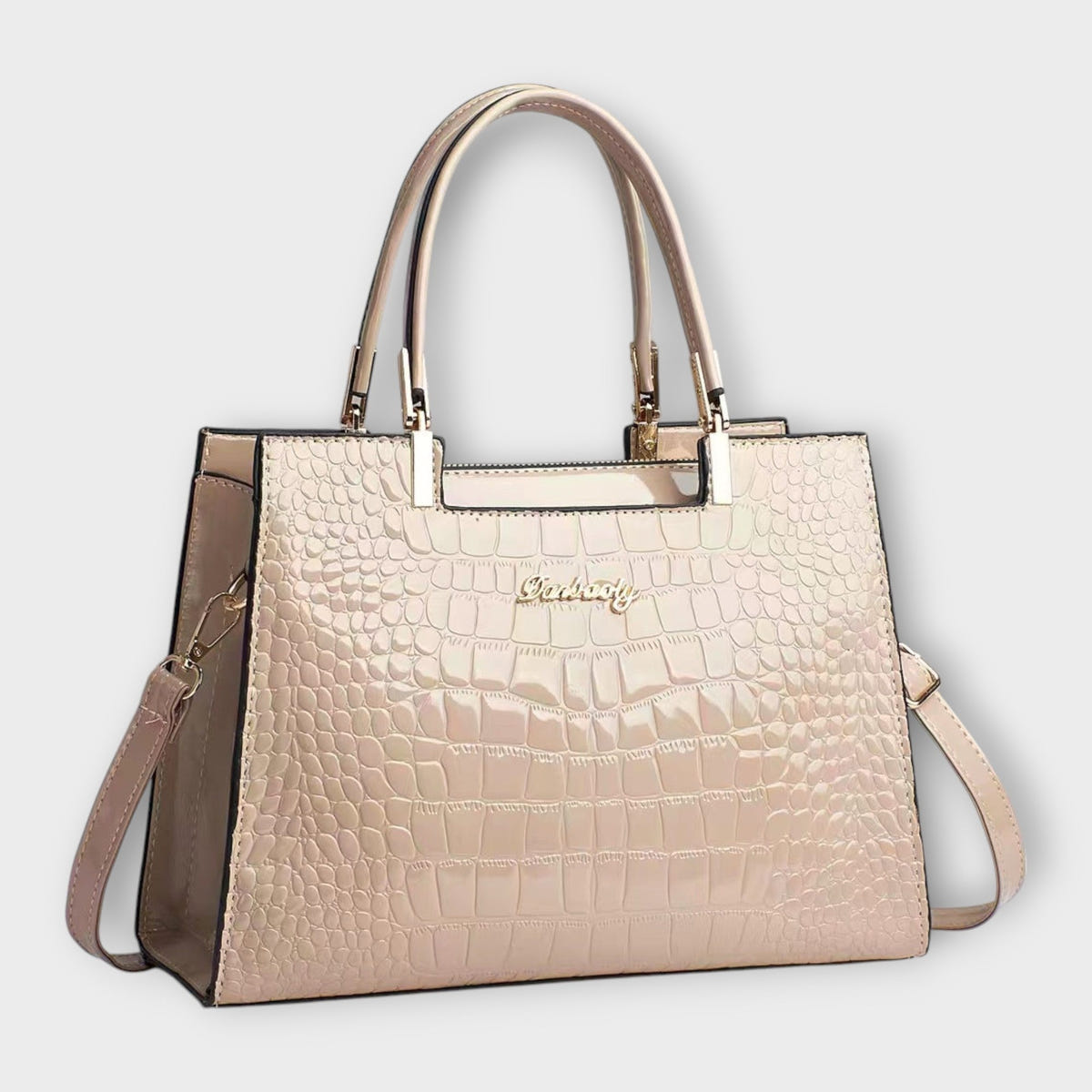 Olivia - Bolso de mano con patrón de cocodrilo brillante