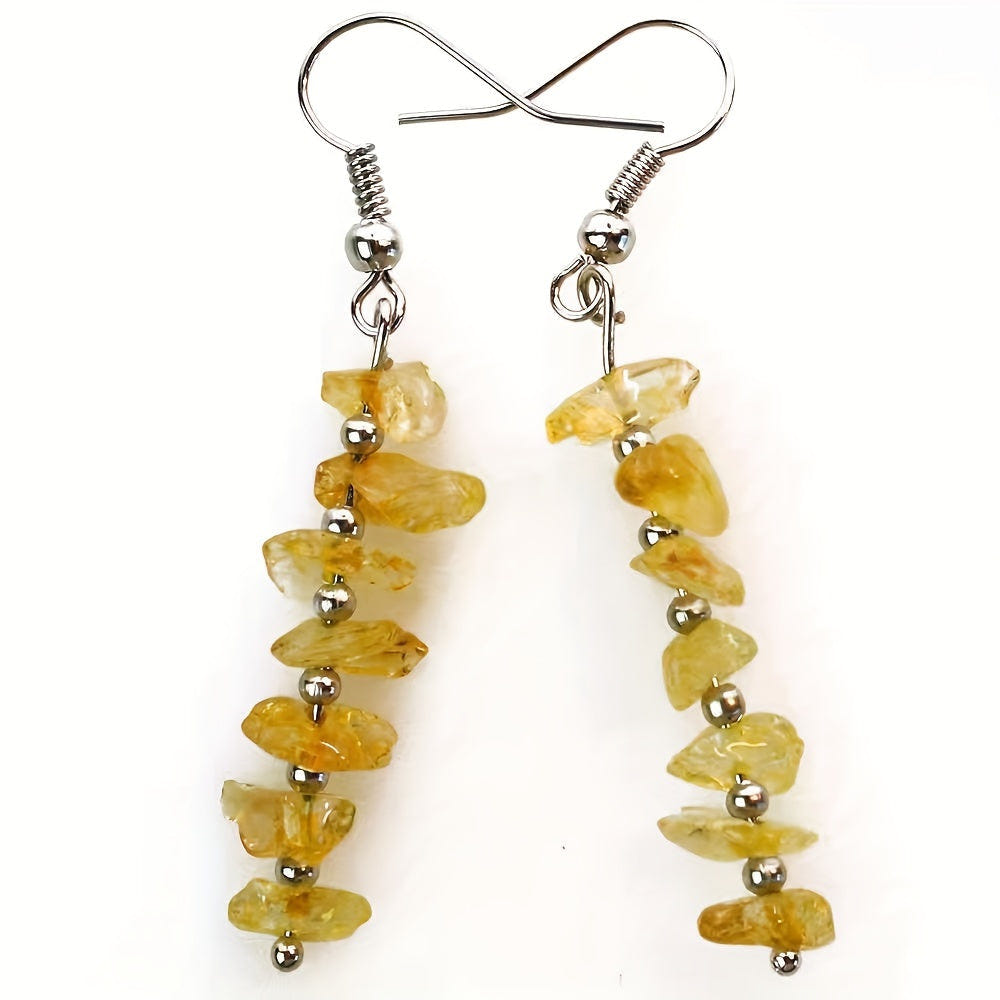 Pendientes colgantes bohemios y coloridos de piedras preciosas naturales