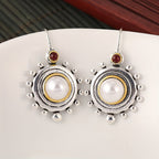 Pendientes de botón de perlas vintage llamativos