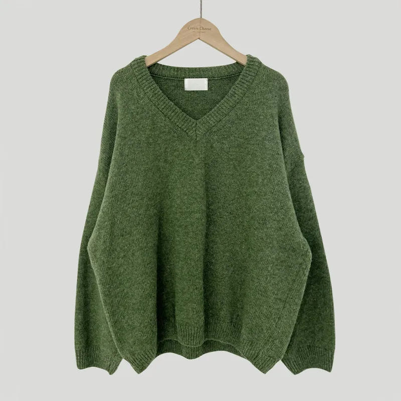 Valentina | Women's Sweater with V-Neck and Ribbed Trim