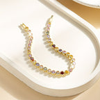 Elegant Multicolor Gemstone Gold Plated Tennis Bracelet