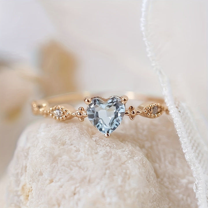 Vintage Minimalist Heart Shaped Zirconia Gold Plated Ring