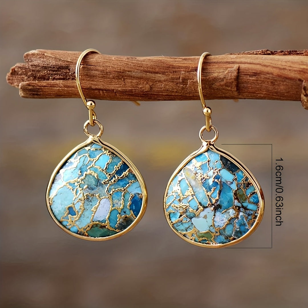 Pendientes bohemios de lágrima con mosaico de turquesa
