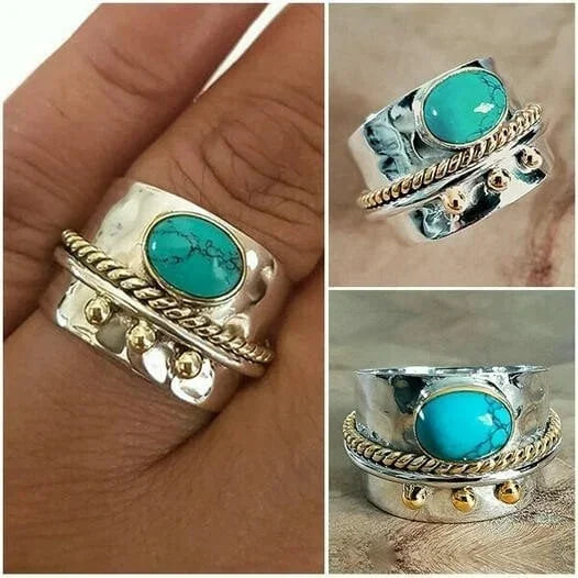 Elegant Turquoise Wide Band Ring