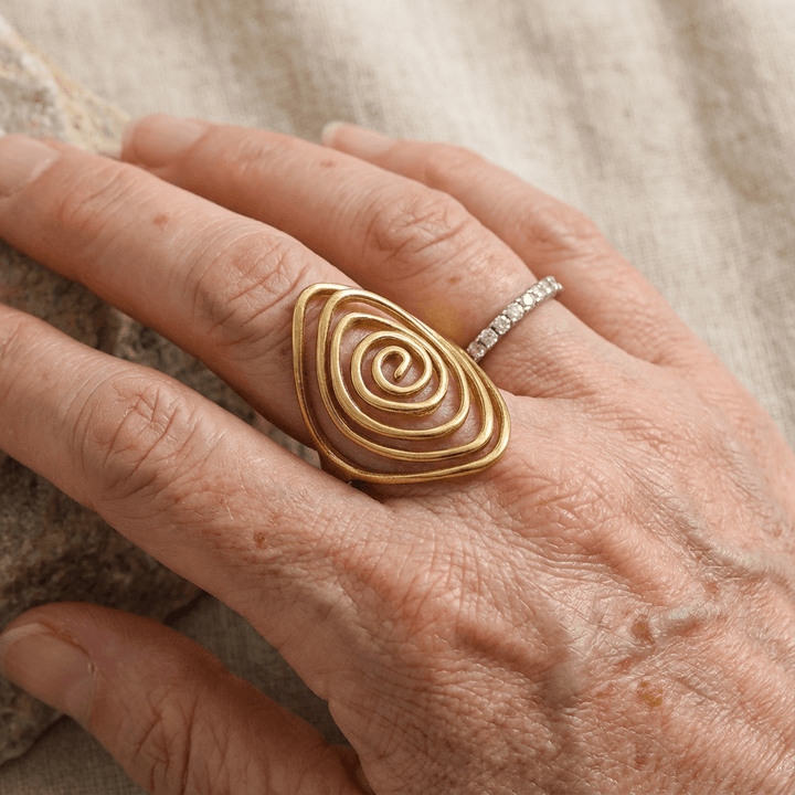 Vortex Sculptural Spiral Gold Statement Ring