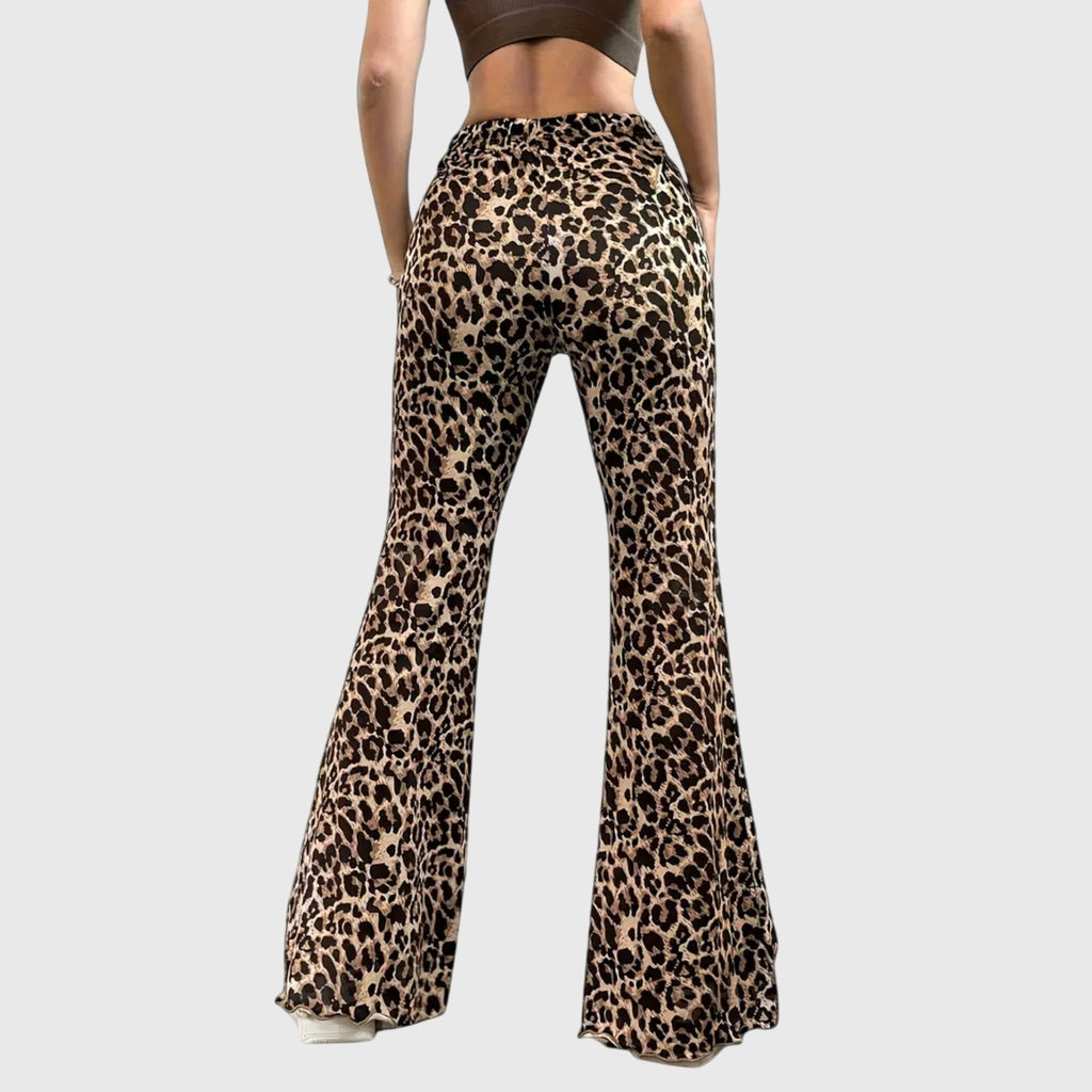 Pantalones acampanados de leopardo