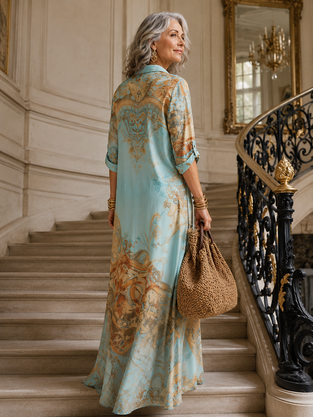 Vestido largo Evalexy I con estampado de lujo