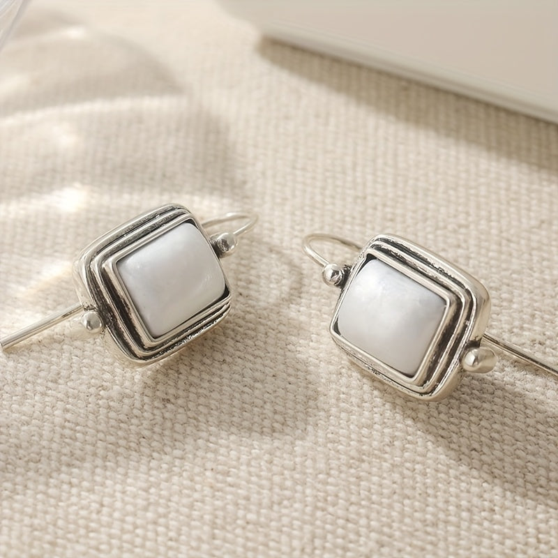 Brincos elegantes boêmios quadrados com pérolas pendentes