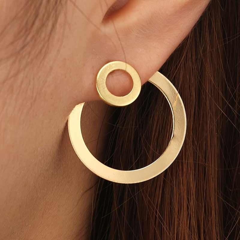 Boucles d’oreilles pendantes minimalistes géométriques à double cercle