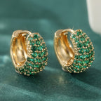 Pendientes de aro con clip de circonita verde de estilo vintage