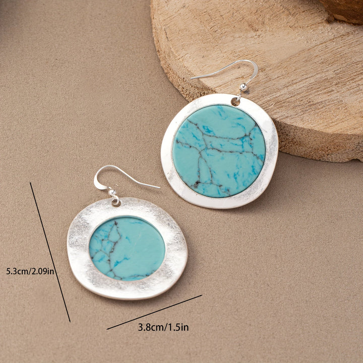 Pendientes bohemios redondos de turquesa