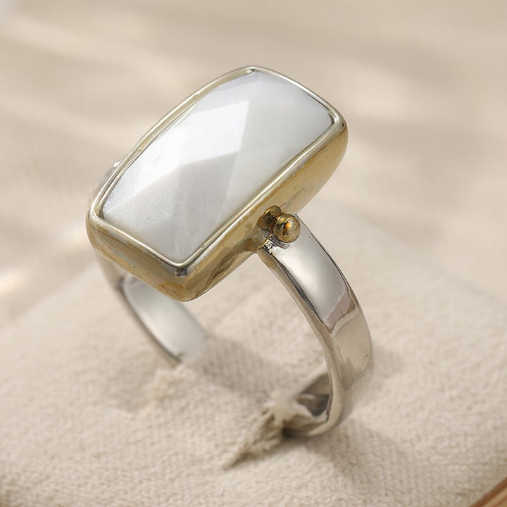 Vintage Bohemian Geometric Moonstone Ring