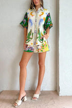 Ensemble Heavenly avec blouse imprimée et short à poches