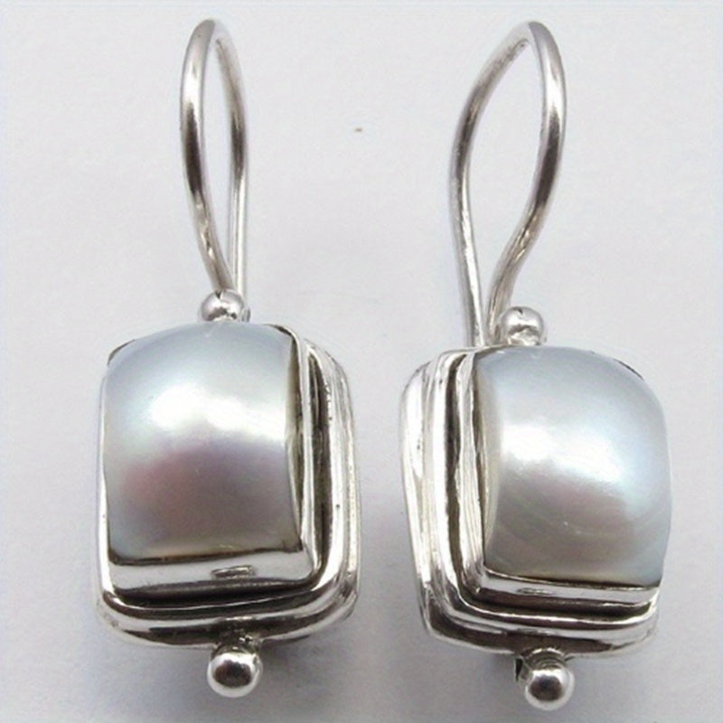 Brincos elegantes boêmios quadrados com pérolas pendentes