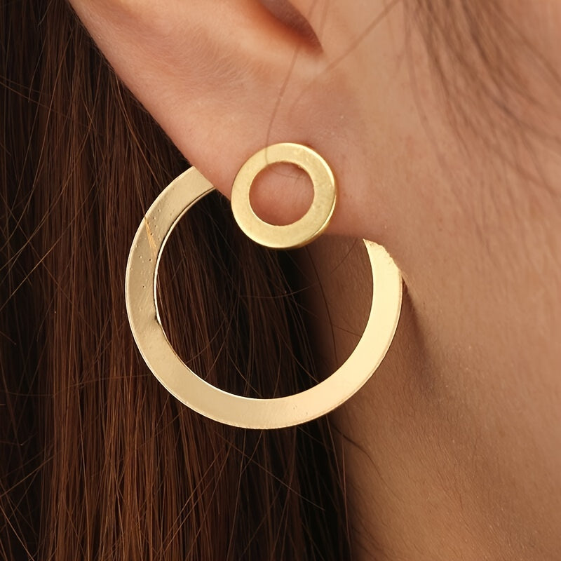 Boucles d’oreilles pendantes minimalistes géométriques à double cercle