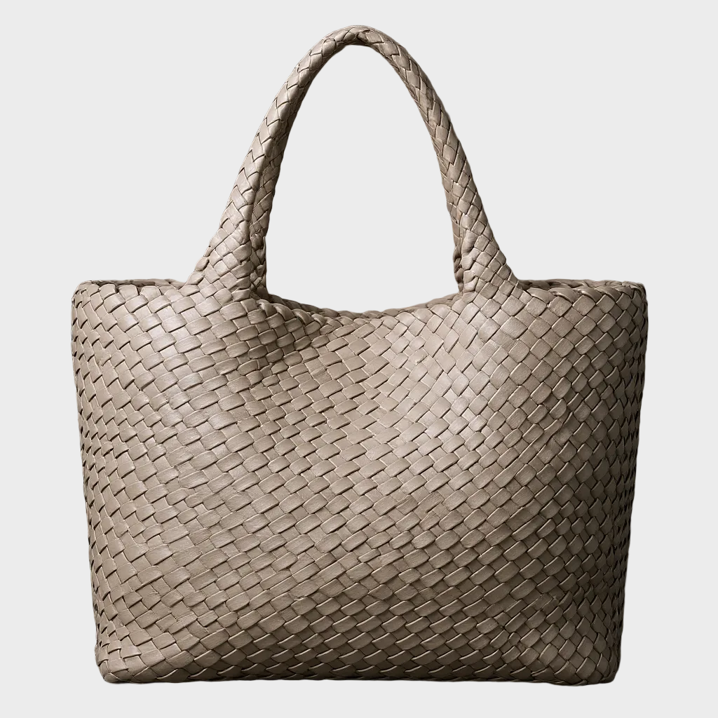 Lana | Woven Shoulder Tote Bag in Soft Microfiber Leather