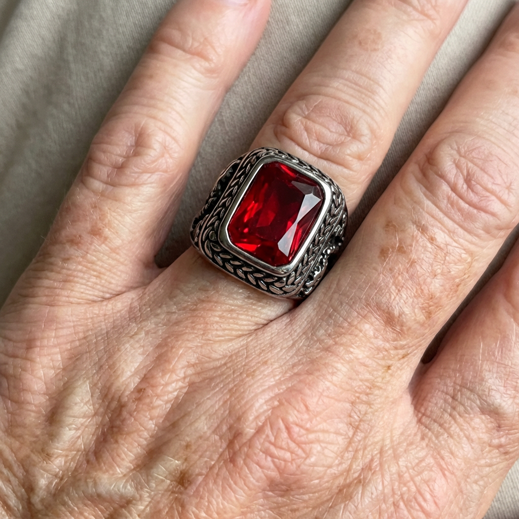 Vintage Red Turkish Signet Ring