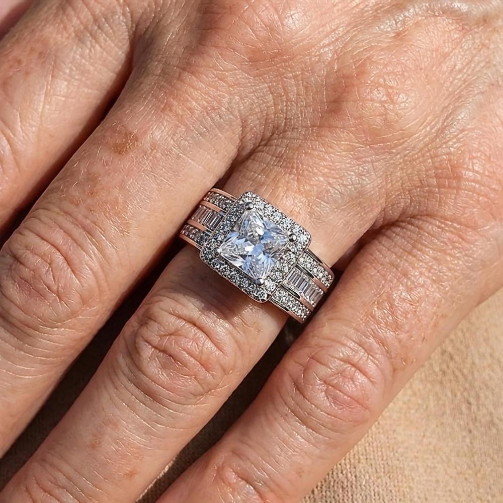 Elegant Square Zirconia with Radiant Cubic Ring