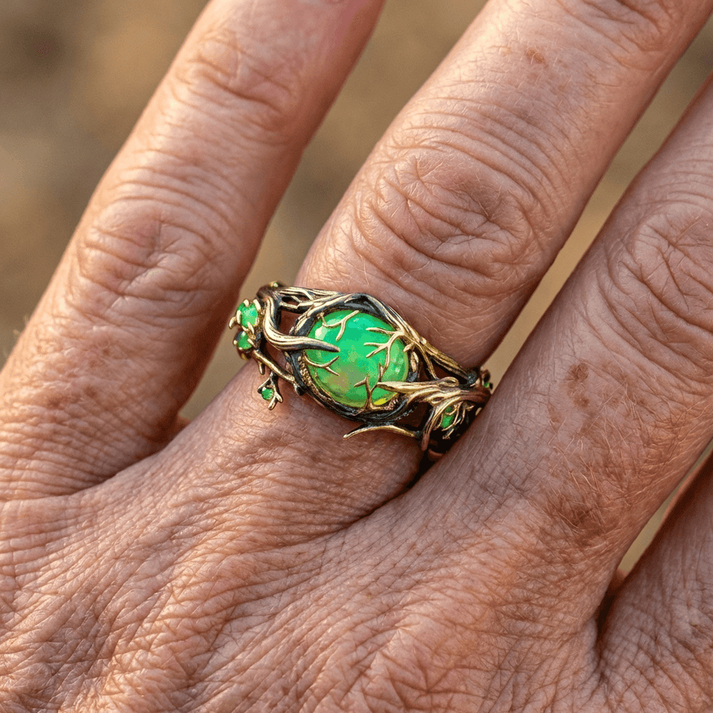 Exotic Crystal Earth Ring