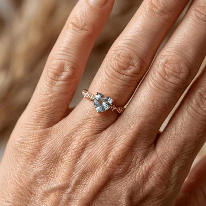 Vintage Minimalist Heart Shaped Zirconia Gold Plated Ring