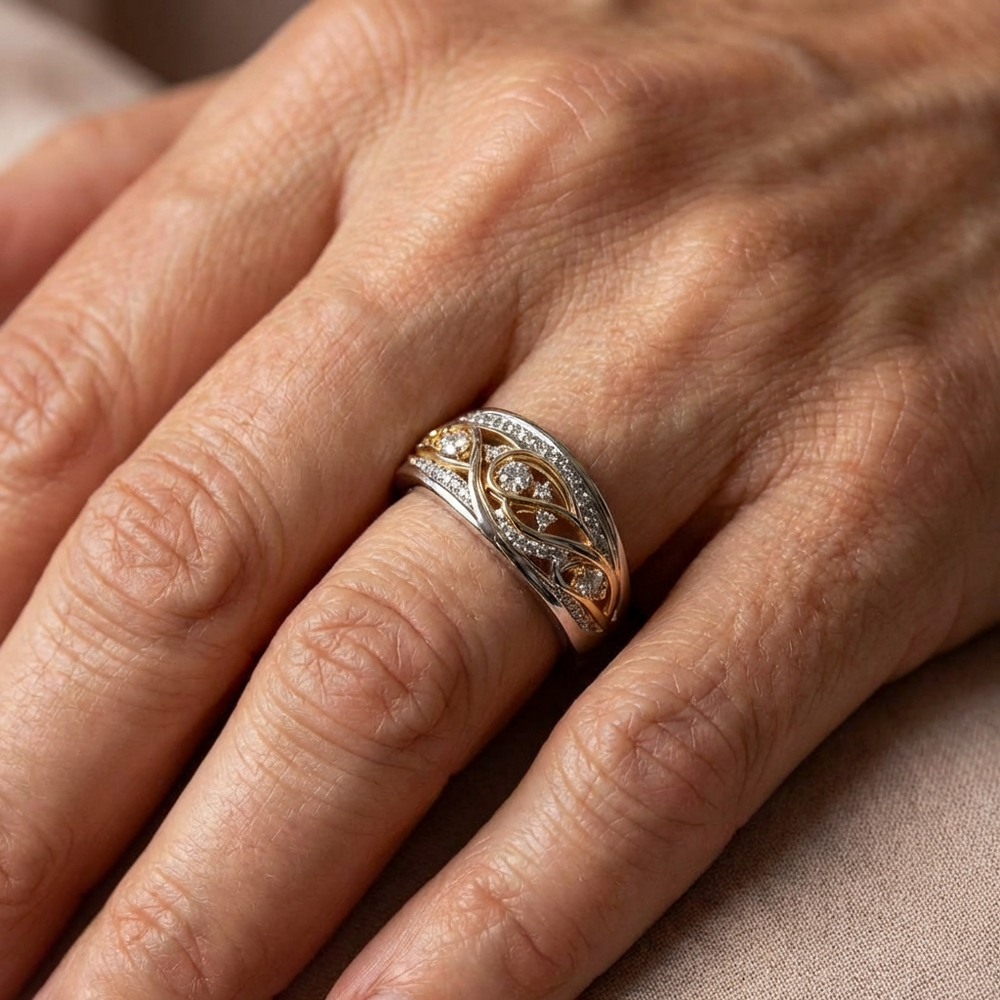 Hollow Gold & Silvered Ring
