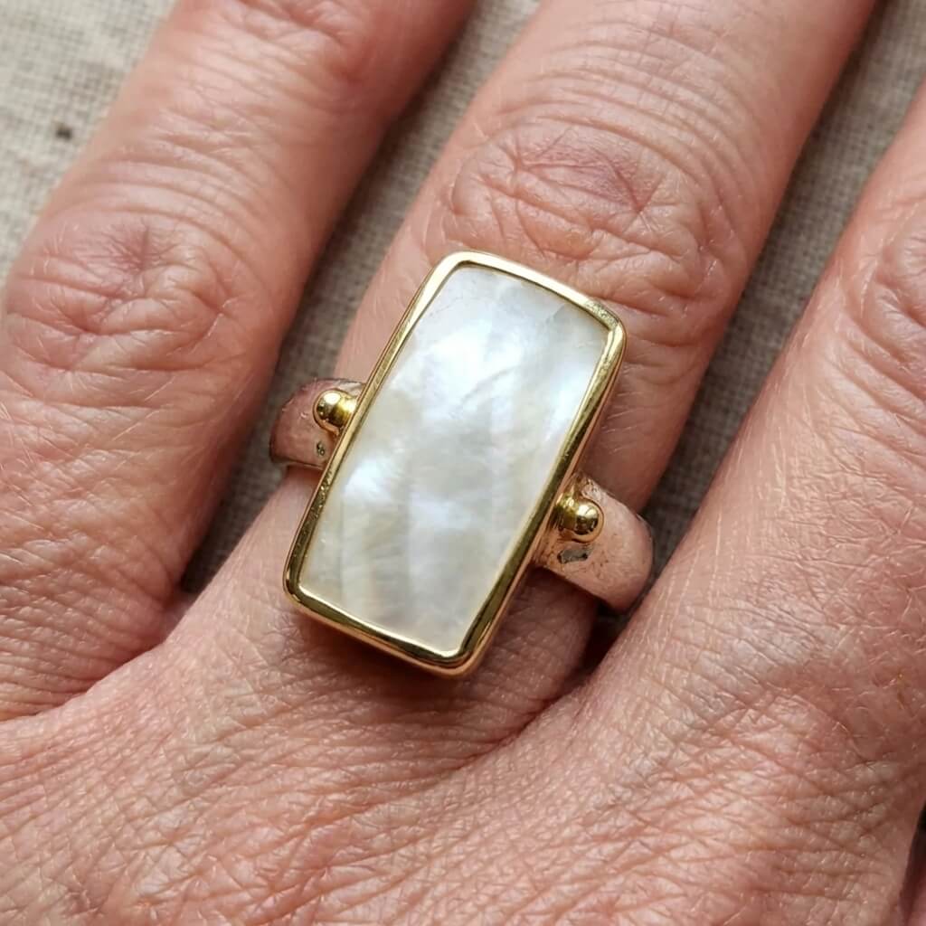 Vintage Bohemian Geometric Moonstone Ring