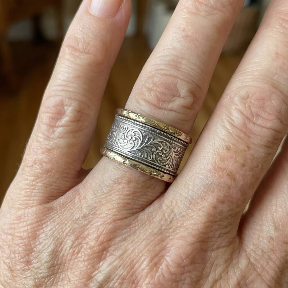 Vintage Bohemian Two Tone Golden & Silver Ring