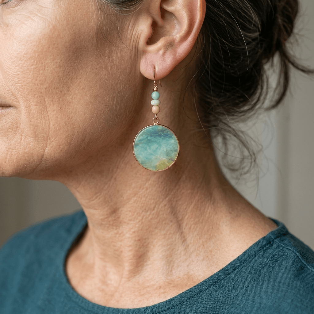 Pendientes colgantes de piedras naturales multicolor estilo bohemio