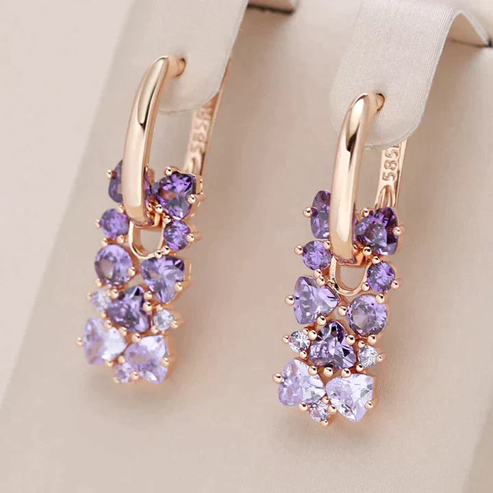Pendientes elegantes de circonita morada