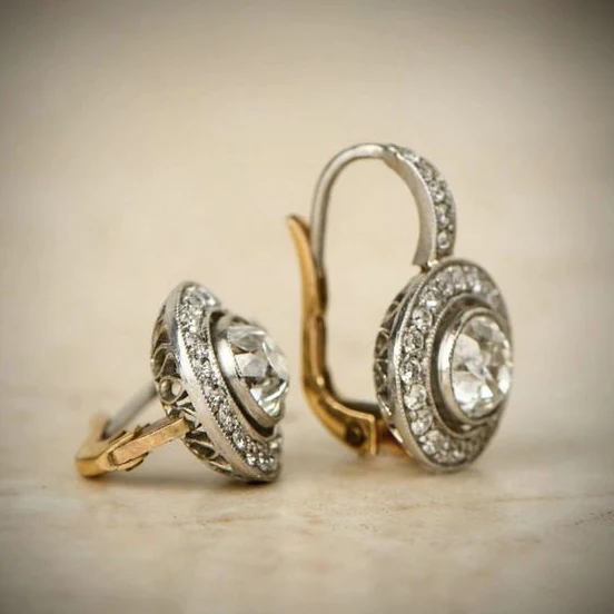 Pendientes vintage de cristal en oro y plata