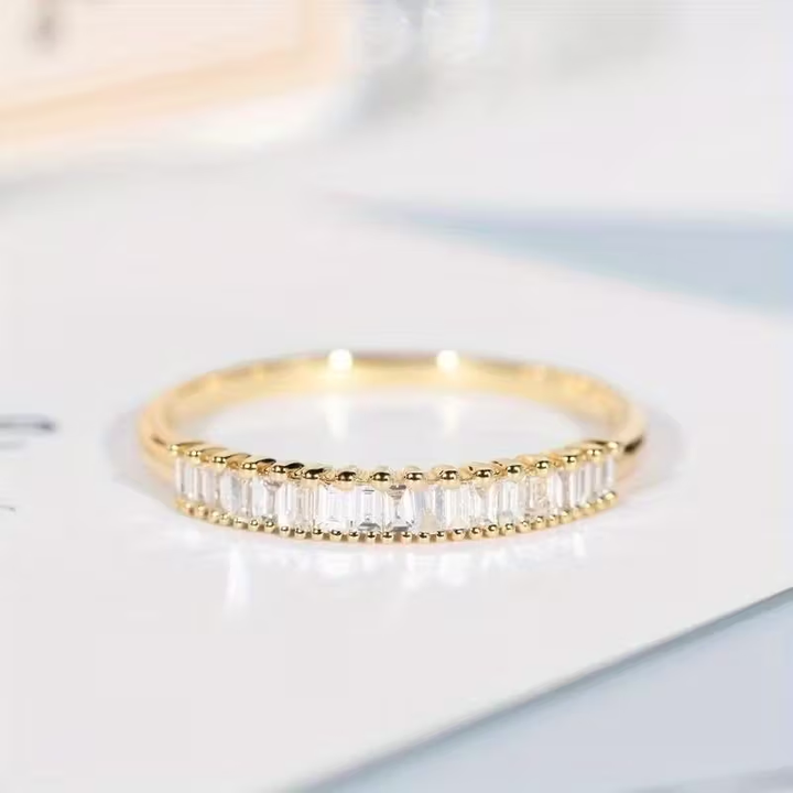 Inlaid Fine Zirconia Gold Ring