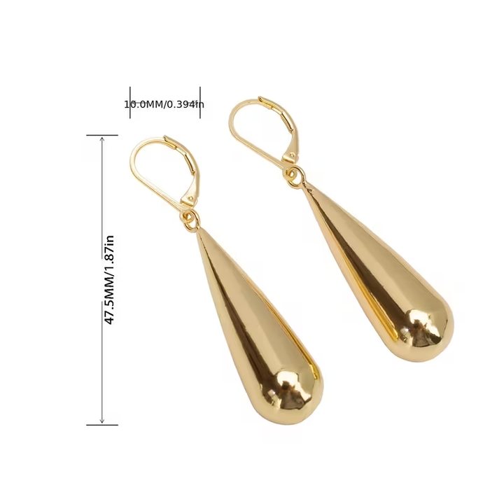 Pendientes colgantes dorados en forma de lágrima