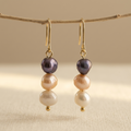 Boucles d'oreilles en perles d'eau douce tricolores